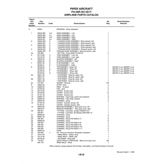 Aviation Part 35630-982 — Piper PA-28R-201 35630-982 — Aviation Part for Piper PA-28R-201