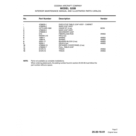 10804-8 — Aviation Part for Cessna 525B