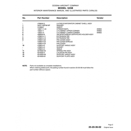 13020-11 — Aviation Part for Cessna 525B
