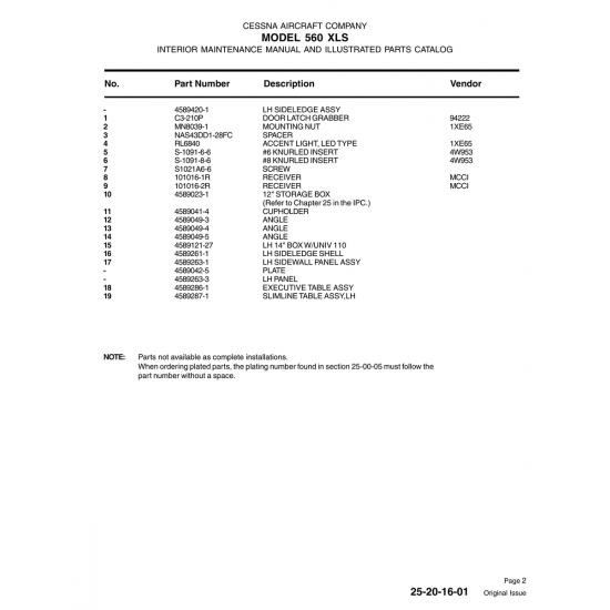Aviation Part 101016-2R — Cessna 560 101016-2R — Aviation Part for Cessna 560