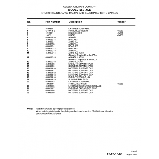 Aviation Part 4589050-14 for Cessna 560 Aircraft Aviation Part 4589050-14 for Cessna 560 Aircraft