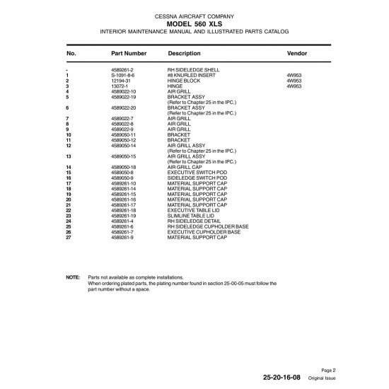 Aviation Part 4589261-16 for Cessna 560 Aircraft Aviation Part 4589261-16 for Cessna 560 Aircraft