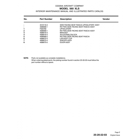 Aviation Part 4589075-3 for Cessna 560 Aircraft Aviation Part 4589075-3 for Cessna 560 Aircraft
