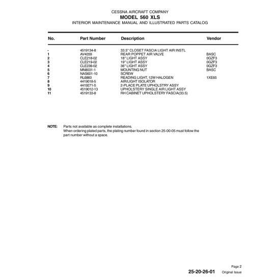 Aviation Part 4419271-5 for Cessna 560 Aircraft Aviation Part 4419271-5 for Cessna 560 Aircraft