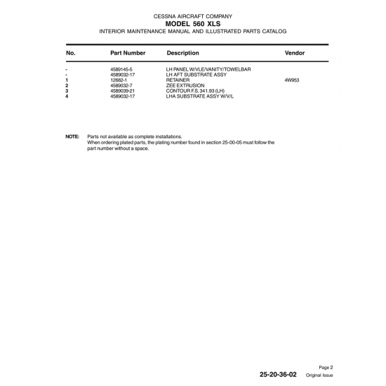 Aviation Part 4589032-7 for Cessna 560 Aircraft