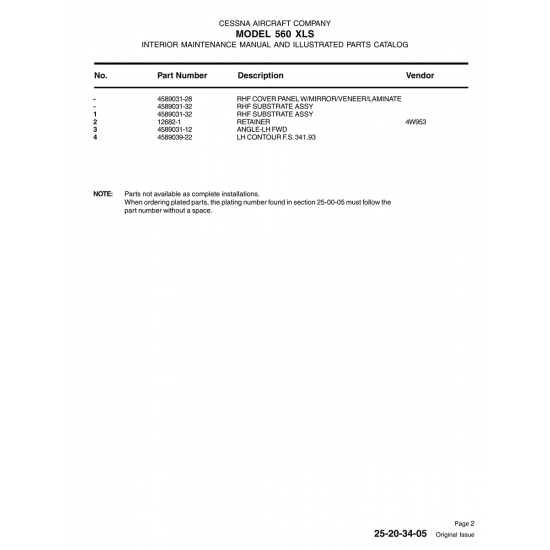 Aviation Part 4589031-32 for Cessna 560 Aircraft Aviation Part 4589031-32 for Cessna 560 Aircraft