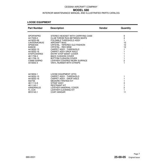 Original Issue 25-00-05 for Cessna 680 Aircraft Original Issue 25-00-05 for Cessna 680 Aircraft