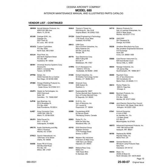 Aviation Part 089X8 — Cessna 680 089X8 — Aviation Part for Cessna 680