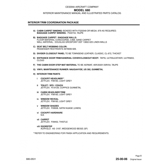 13802-025 — Wall Material: Douglas Grospoint Def Linen Walls for Cessna 680