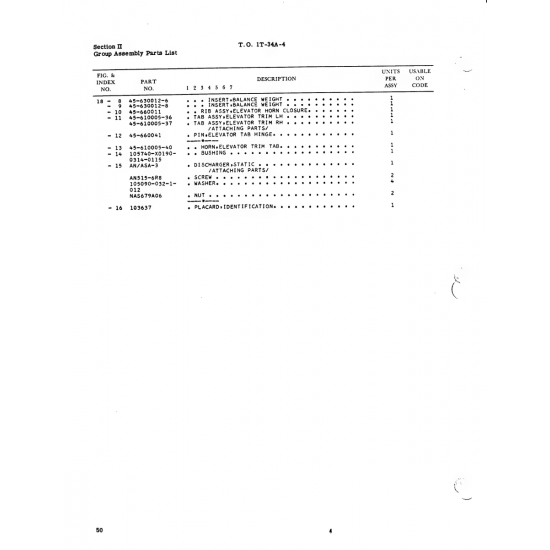 Aviation Part 45-630012-6 for Beech T34 Mentor Aircraft Aviation Part 45-630012-6 for Beech T34 Mentor Aircraft