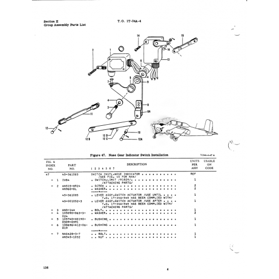 Aviation Part T-34A-4-47 for Beech T34 Mentor Aircraft Aviation Part T-34A-4-47 for Beech T34 Mentor Aircraft