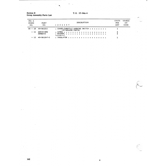 Aviation Part 45-361247-3 for Beech T34 Mentor Aircraft Aviation Part 45-361247-3 for Beech T34 Mentor Aircraft