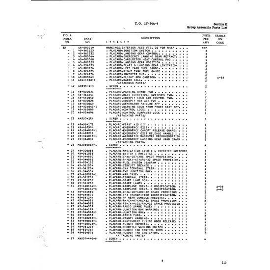 Aviation Part 452000029 for Beech T34 Mentor Aircraft