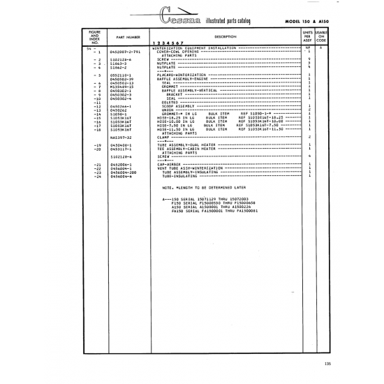 Aviation Part 0452007-2 for Cessna 150 Aircraft Aviation Part 0452007-2 for Cessna 150 Aircraft