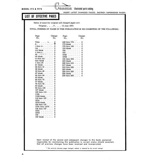 Aviation Part 127Bblank for Cessna 172 Skyhawk Aircraft
