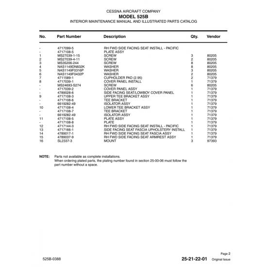 Aviation Part 4717108-4 for Cessna 525B Aircraft Aviation Part 4717108-4 for Cessna 525B Aircraft