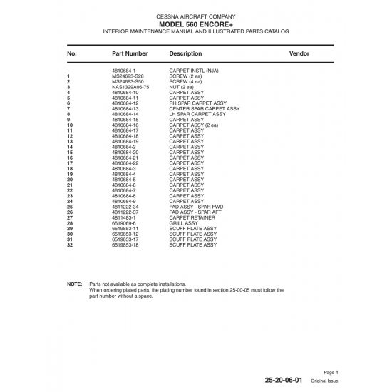 Aviation Part 4810684-8 for Cessna 560 Aircraft Aviation Part 4810684-8 for Cessna 560 Aircraft