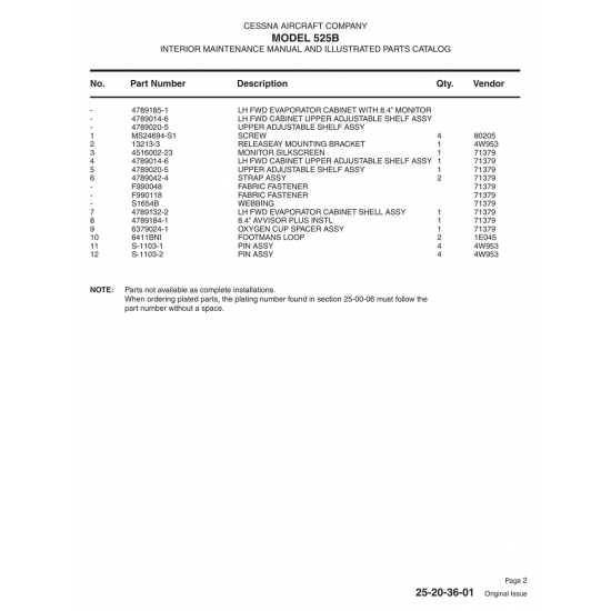 Aviation Part 13213-3 for Cessna 525B Aircraft Aviation Part 13213-3 for Cessna 525B Aircraft