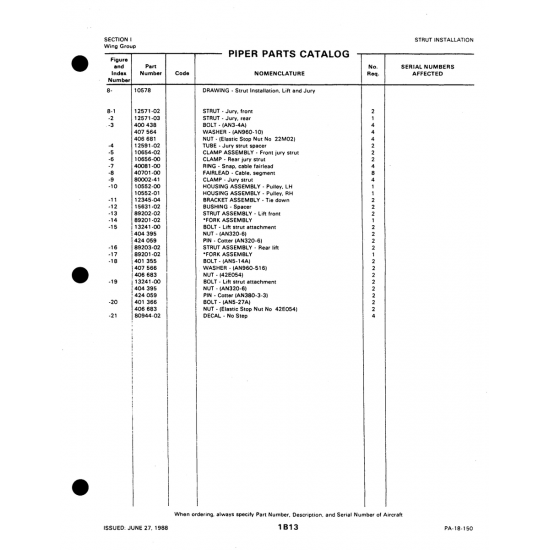 Aviation Part PA-18-150 for Piper PA-18-150 Aircraft Aviation Part PA-18-150 for Piper PA-18-150 Aircraft