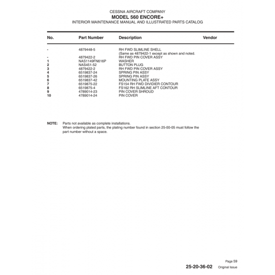 Aviation Part 4879422-1 for Cessna 560 Aircraft Aviation Part 4879422-1 for Cessna 560 Aircraft