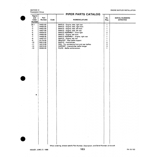 Aviation Part 14456-00 for Piper PA-18-150 Aircraft Aviation Part 14456-00 for Piper PA-18-150 Aircraft