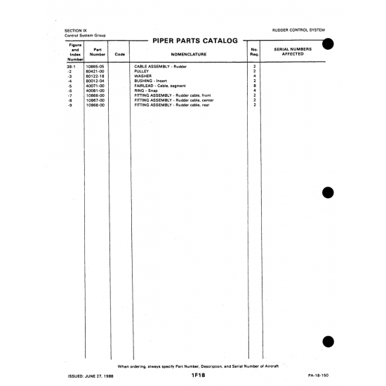 Aviation Part 10867-00 for Piper PA-18-150 Aircraft Aviation Part 10867-00 for Piper PA-18-150 Aircraft