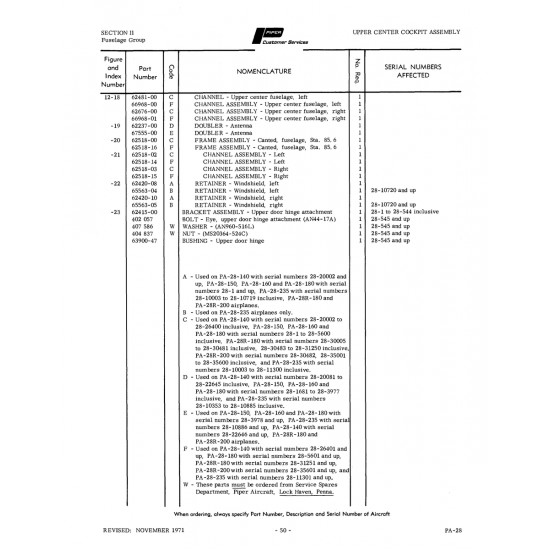Aviation Part 62518-02 for Piper PA-28 Cherokee Aircraft Aviation Part 62518-02 for Piper PA-28 Cherokee Aircraft