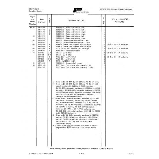 Aviation Part 65050-00 for Piper PA-28 Cherokee Aircraft