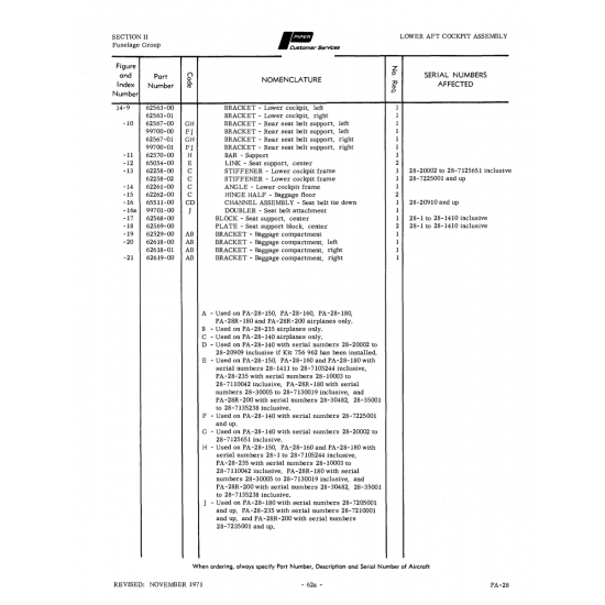 Aviation Part 62569-00 for Piper PA-28 Cherokee Aircraft Aviation Part 62569-00 for Piper PA-28 Cherokee Aircraft
