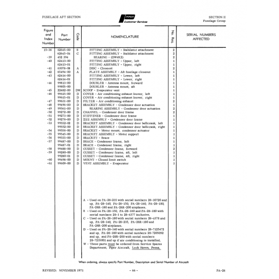 Aviation Part 62413-00 for Piper PA-28 Cherokee Aircraft