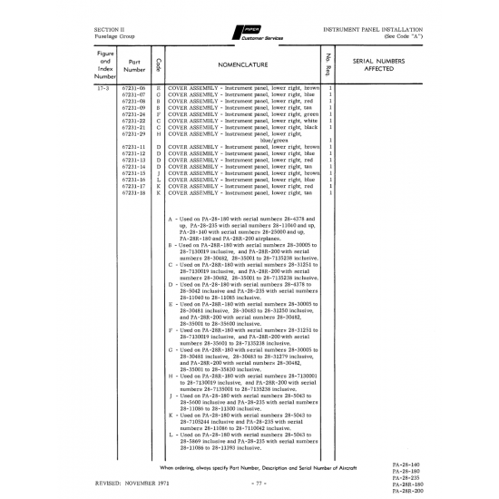 Aviation Part 67231-07 for Piper PA-28 Cherokee Aircraft Aviation Part 67231-07 for Piper PA-28 Cherokee Aircraft