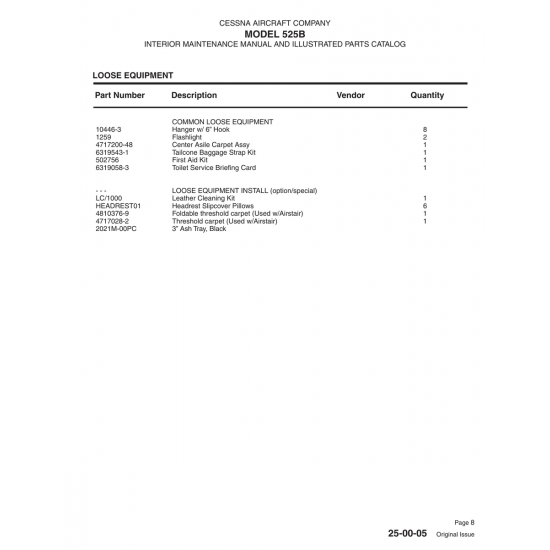 Aviation Part (6319058-3) — Cessna 525B Aviation Part (6319058-3) — Cessna 525B