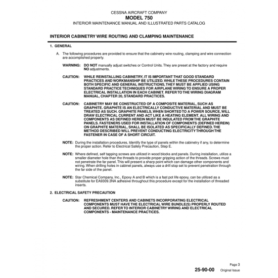 Original Issue (25-90-00) — Cessna 750 Original Issue (25-90-00) — Cessna 750