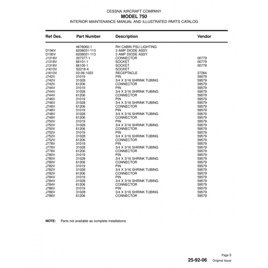 Aviation Part (03-06-1023) — Cessna 750 Aviation Part (03-06-1023) — Cessna 750