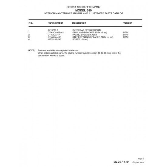 Aviation Part (4419289-8) — Cessna 680