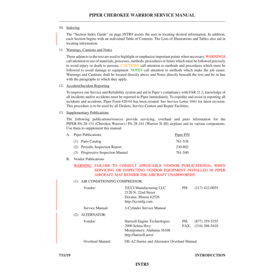 Aviation Part (230-802) — Piper PA-28-161 Aviation Part (230-802) — Piper PA-28-161