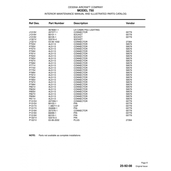 Aviation Part (P797V) — Cessna 750 Aviation Part (P797V) — Cessna 750