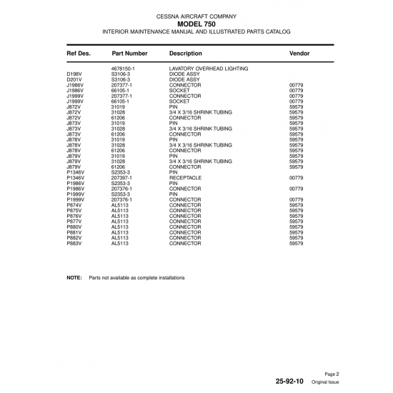 Aviation Part (S2353-3) — Cessna 750 Aviation Part (S2353-3) — Cessna 750