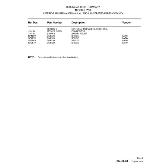 Aviation Part (4678027-2) — Cessna 750
