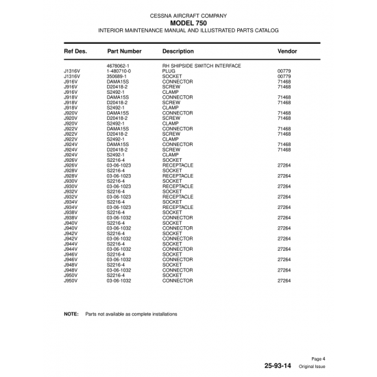 Aviation Part (4678062-1) — Cessna 750 Aviation Part (4678062-1) — Cessna 750