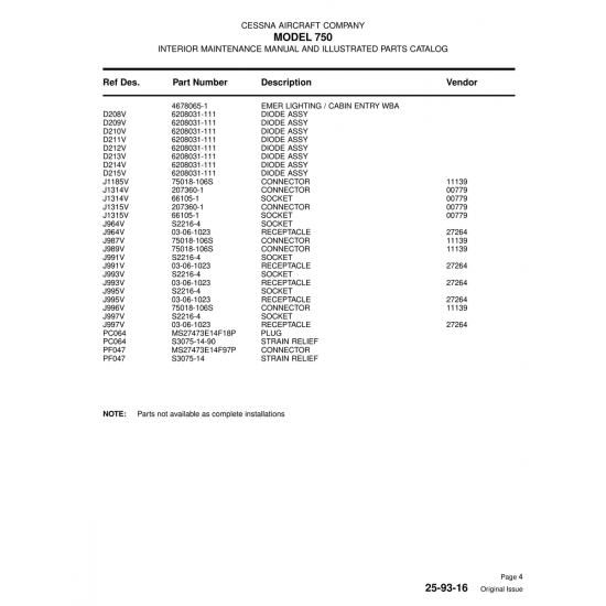Aviation Part (S3075-14-90) — Cessna 750 Aviation Part (S3075-14-90) — Cessna 750