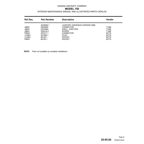 Aviation Part (4678069-1) — Cessna 750 Aviation Part (4678069-1) — Cessna 750