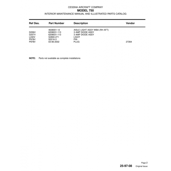 Aviation Part (4638001-12) — Cessna 750 Aviation Part (4638001-12) — Cessna 750