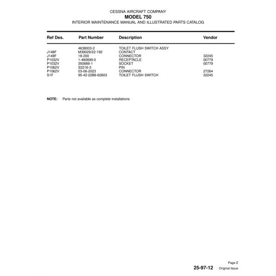 Aviation Part (18-200) — Cessna 750 Aviation Part (18-200) — Cessna 750