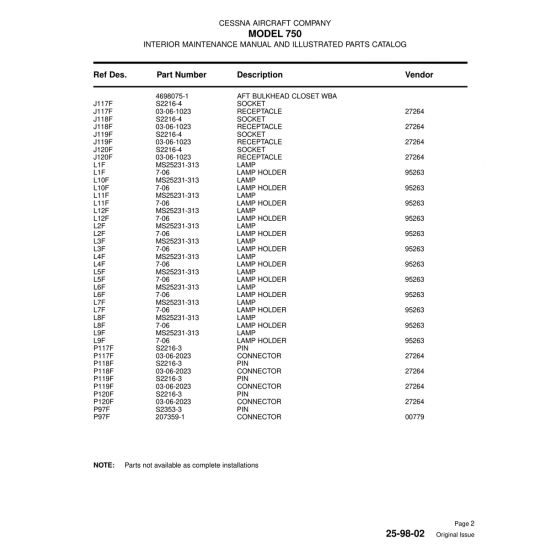 Aviation Part (4698075-1) — Cessna 750 Aviation Part (4698075-1) — Cessna 750