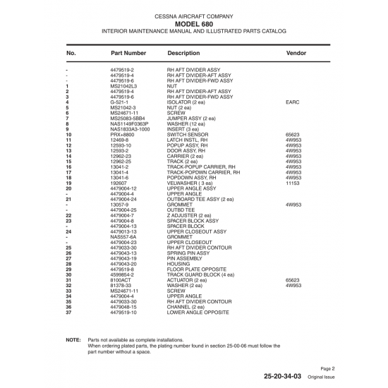 Aviation Part (13041-2) — Cessna 680 Aviation Part (13041-2) — Cessna 680