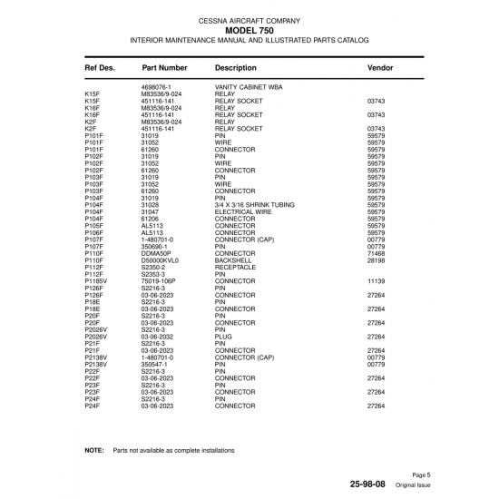 Aviation Part (1-480701-0) — Cessna 750 Aviation Part (1-480701-0) — Cessna 750