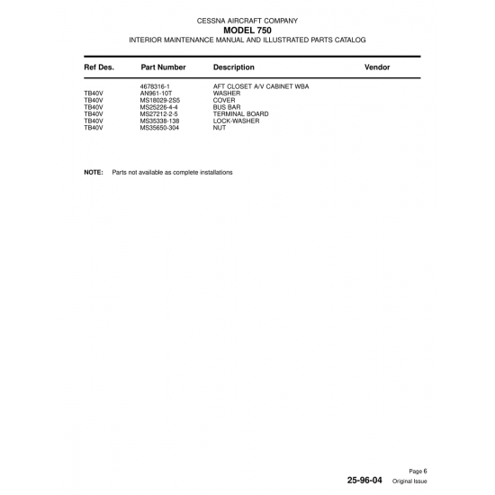 2S5 Cover (MS18029) — Cessna 750 2S5 Cover (MS18029) — Cessna 750