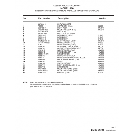 Aviation Part (12325-47) — Cessna 680 Aviation Part (12325-47) — Cessna 680