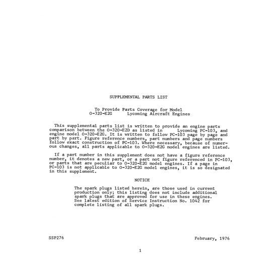 Aviation Part (SSP276) Aviation Part (SSP276)